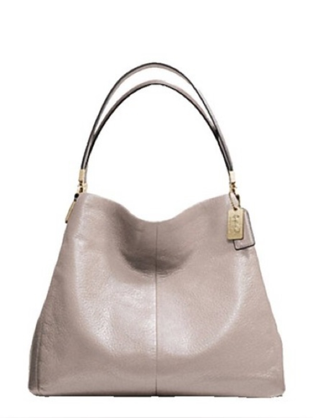 Nwt Coach Madison Phoebe Shoulder Bag - grey leather, purple satin interior